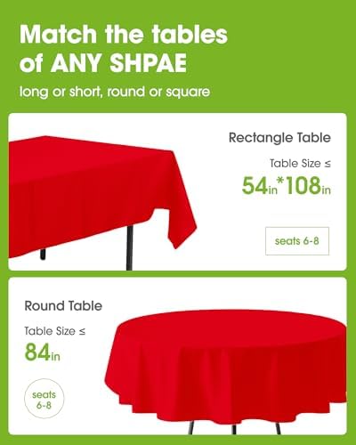 Plastic Table Cloth Disposable 6 Pack, 54 x 108 Inch, Red in 54 x 108 Inch in Red, alternate view 2