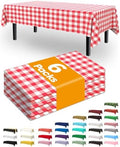 Plastic Table Cloth Disposable 6 Pack, 54 x 108 Inch, Red Plaid in 54 x 108 Inch in Red Checkered