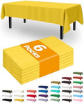 Plastic Table Cloth Disposable 6 Pack, 54 x 108 Inch, Yellow in 54 x 108 Inch