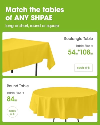 Plastic Table Cloth Disposable 6 Pack, 54 x 108 Inch, Yellow in 54 x 108 Inch, alternate view 2
