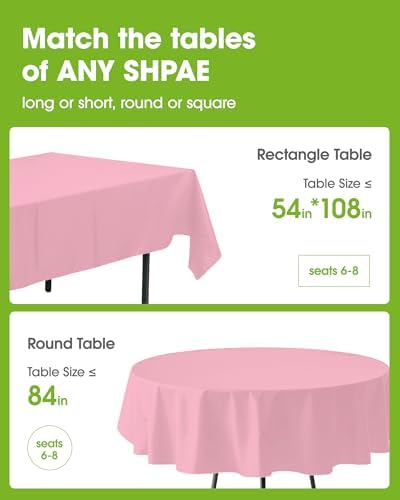 Plastic Table Cloth Disposable 6 Pack, 84 Inch Round, Pink in Pink, alternate view 2