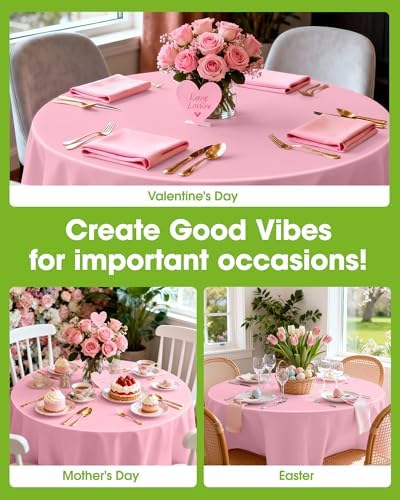 Plastic Table Cloth Disposable 6 Pack, 84 Inch Round, Pink in Pink, alternate view 4