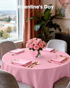 Plastic Table Cloth Disposable 6 Pack, 84 Inch Round, Pink in Pink, alternate view 7