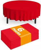 Plastic Table Cloth Disposable 6 Pack, 84 Inch Round, Red in Red