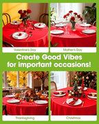Plastic Table Cloth Disposable 6 Pack, 84 Inch Round, Red in Red, alternate view 4