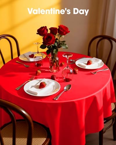 Plastic Table Cloth Disposable 6 Pack, 84 Inch Round, Red in Red, alternate view 7