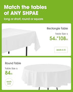 Plastic Table Cloth Disposable 6 Pack, 84 Inch Round, White in White, alternate view 2