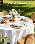 Plastic Table Cloth Disposable 6 Pack, 84 Inch Round, White in White, alternate view 7