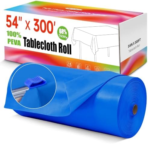 Plastic Tablecloth Roll, 54In x 300Ft Plastic Table Cloth Disposable