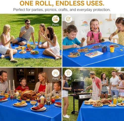 Plastic Tablecloth Roll, 54In x 300Ft Plastic Table Cloth Disposable, alternate view 4