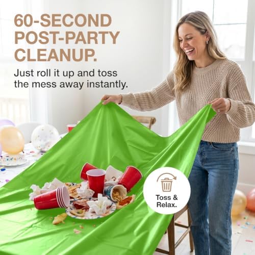 Plastic Tablecloth Roll with Slide Cutter, 54 in x 300 ft Table Cover, alternate view 4
