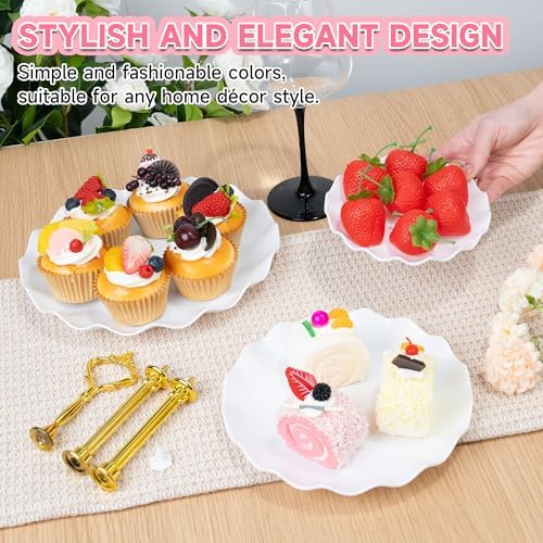 Plastic Tiered Serving Tray, 3 Tier Cake Stand Cupcake Holder with Metal Rod, Cake Stand Round Display for Cakes, alternate