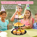 Plastic Tiered Serving Tray, 3 Tier Cake Stand Cupcake Holder with Metal Rod, Cake Stand Round Display for Cakes, alternate