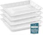 Plastic Trays for Serving Food, 4 Pack White Trays for Party, Serving Dishes for Parties, 9"x13" Plastic