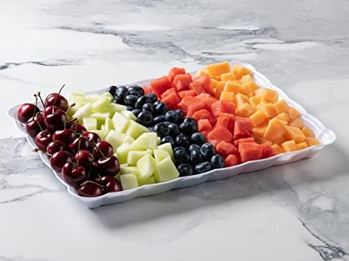Plastic Trays for Serving Food, 4 Pack White Trays for Party, Serving Dishes for Parties, 9"x13" Plastic, alternate view 2