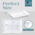 Plastic Trays for Serving Food, 4 Pack White Trays for Party, Serving Dishes for Parties, 9"x13" Plastic, alternate view 3