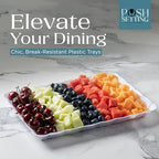 Plastic Trays for Serving Food, 4 Pack White Trays for Party, Serving Dishes for Parties, 9"x13" Plastic, alternate view 4