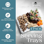 Plastic Trays for Serving Food, 4 Pack White Trays for Party, Serving Dishes for Parties, 9"x13" Plastic, alternate view 5