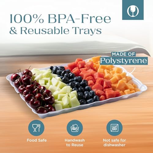 Plastic Trays for Serving Food, 4 Pack White Trays for Party, Serving Dishes for Parties, 9"x13" Plastic, alternate view 7