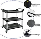 Plastic Utility Carts with Wheels, 3-Tier Restaurant Cart, Heavy Duty Rolling Cart Food Service Cart 420LBS, Bus, alternate