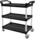 Plastic Utility Carts with Wheels, 3-Tier Rolling Cart, Restaurant Cart