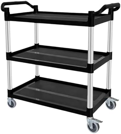 Plastic Utility Carts with Wheels, 3-Tier Rolling Cart, Restaurant Cart