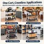 Plastic Utility Carts with Wheels, 3-Tier Rolling Cart, Restaurant Cart, alternate view 6