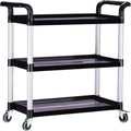 Plastic Utility Carts with Wheels, Heavy Duty 510lbs Capacity Rolling Service Cart, 3-Tier Restaurant Food Cart