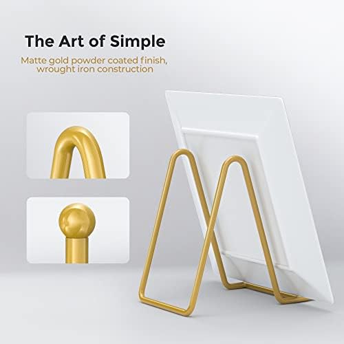 Plate Display Stand - 4.5 Inch Holder + Metal Frame for Picture, Decorative Plate, Photo Easel, Tabletop Art, alternate view