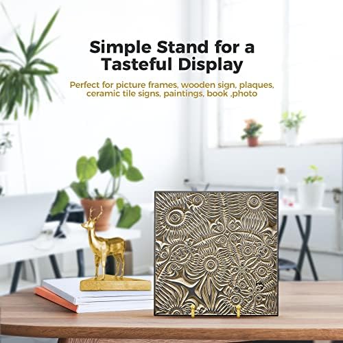 Plate Display Stand - 4.5 Inch Holder + Metal Frame for Picture, Decorative Plate, Photo Easel, Tabletop Art, alternate view