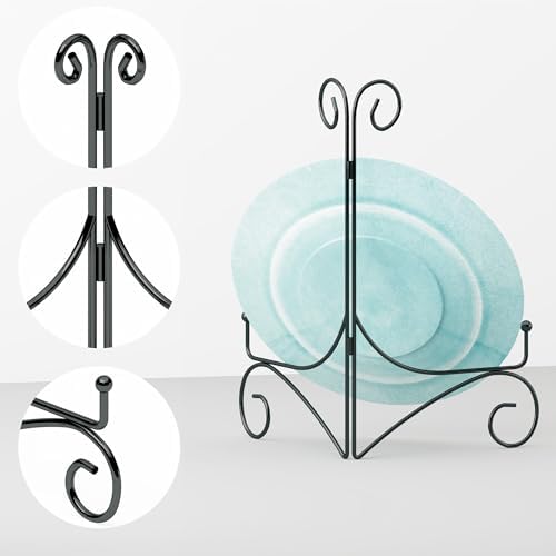 Plate Display Stands with Hinged Folding Design, 8 Inch Picture Frame Stand for Tables, Decorative Easels for, alternate view