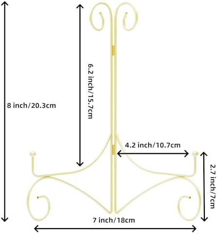 Plate Display Stands with Hinged Folding Design, 8 Inch Picture Frame Stand for Tables, Decorative Easels for, alternate view