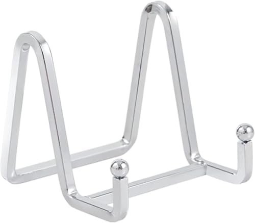 Plate Holder Easel Display Stand - 3 inch Metal Plate Stands for Display - Tabletop Picture Stand - Silver Iron