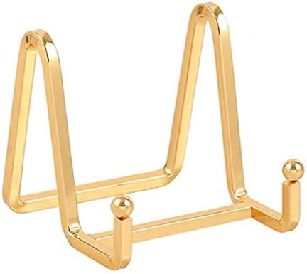Plate Holder Easel Display Stand - 3 inch Metal Plate Stands for Display - Tabletop Picture Stand - Gold Iron