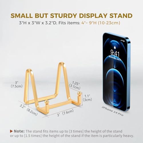 Plate Holder Easel Display Stand - 3 inch Metal Plate Stands for Display - Tabletop Picture Stand - Gold Iron, alternate view