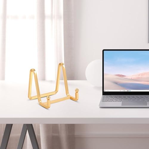 Plate Holder Easel Display Stand - 3 inch Metal Plate Stands for Display - Tabletop Picture Stand - Gold Iron, alternate view