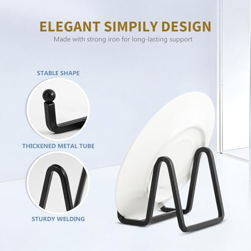 Plate Holder Easel Display Stand - 3 inch Metal Plate Stands for Display - Tabletop Picture Stand - Black Iron, alternate