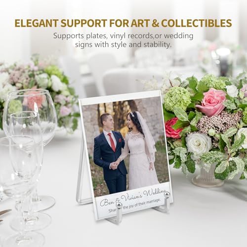 Plate Holder Easel Display Stand - 4.5 inch Metal Plate Stands for Display - Tabletop Picture Stand - Silver, alternate view