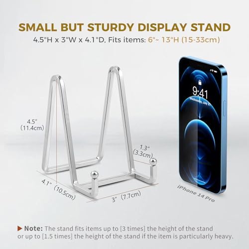 Plate Holder Easel Display Stand - 4.5 inch Metal Plate Stands for Display - Tabletop Picture Stand - Silver, alternate view