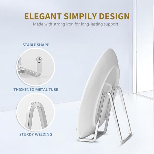 Plate Holder Easel Display Stand - 4.5 inch Metal Plate Stands for Display - Tabletop Picture Stand - Silver, alternate view