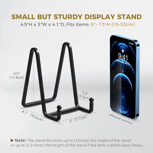 Plate Holder Easel Display Stand - 4.5 inch Metal Plate Stands for Display - Tabletop Picture Stand - Black Iron, alternate