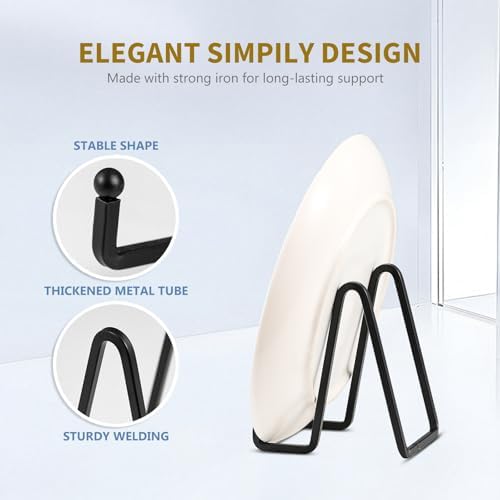 Plate Holder Easel Display Stand - 4.5 inch Metal Plate Stands for Display - Tabletop Picture Stand - Black Iron, alternate