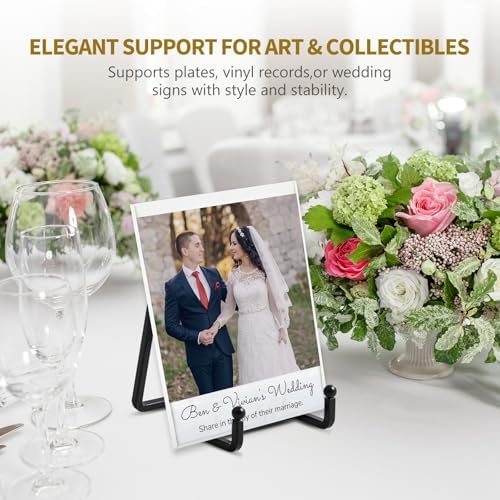Plate Holder Easel Display Stand - 4.5 inch Metal Plate Stands for Display - Tabletop Picture Stand - Black Iron, alternate
