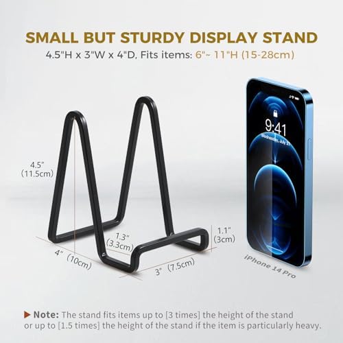 Plate Holder Easel Display Stand - 4.5 inch Metal Plate Stands for Display - Tabletop Picture Stand - Black Iron, alternate