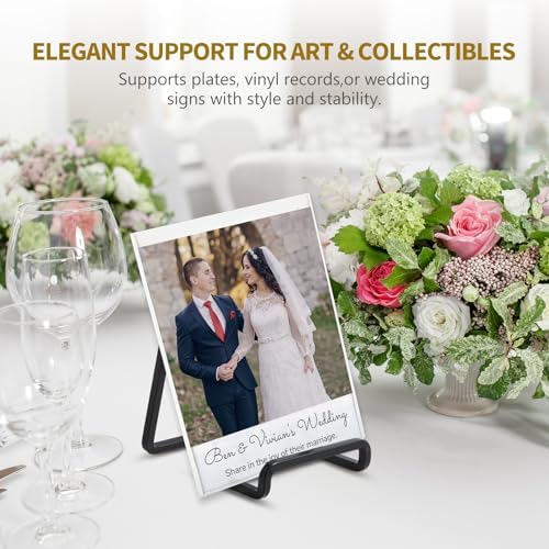 Plate Holder Easel Display Stand - 4.5 inch Metal Plate Stands for Display - Tabletop Picture Stand - Black Iron, alternate