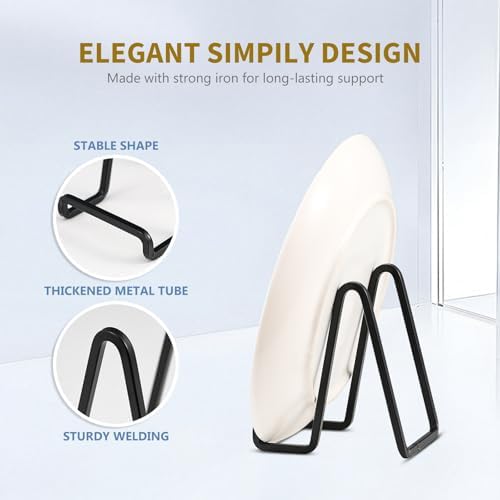 Plate Holder Easel Display Stand - 4.5 inch Metal Plate Stands for Display - Tabletop Picture Stand - Black Iron, alternate