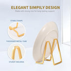 Plate Holder Easel Display Stand - 4.5 inch Metal Plate Stands for Display - Tabletop Picture Stand - Gold Iron, alternate