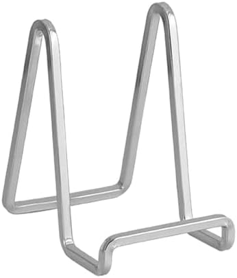 Plate Holder Easel Display Stand - 4.5 Inch Metal Plate Stands - Tabletop Picture Stand - Silver Iron Easels for