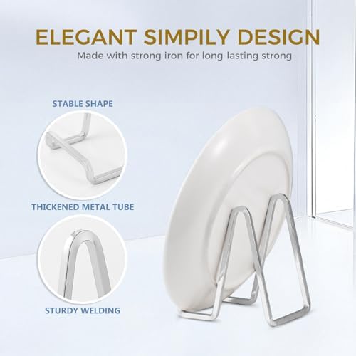 Plate Holder Easel Display Stand - 4.5 Inch Metal Plate Stands - Tabletop Picture Stand - Silver Iron Easels for, alternate