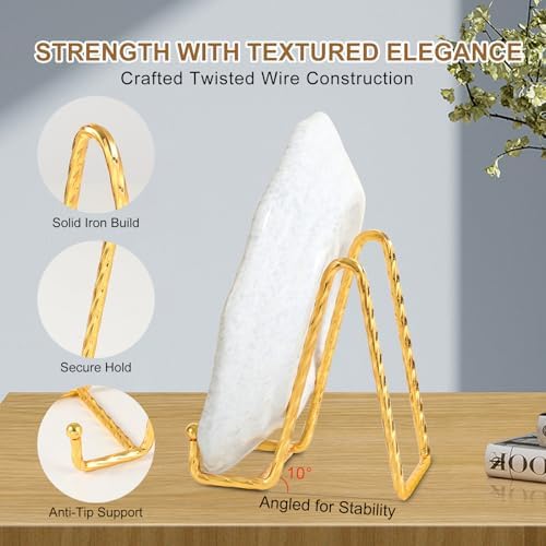 Plate Holder Easel Display Stand - 4.5 Inch Twisted Metal Wire Plate Stands - Picture Frame Stand - Tabletop, alternate view